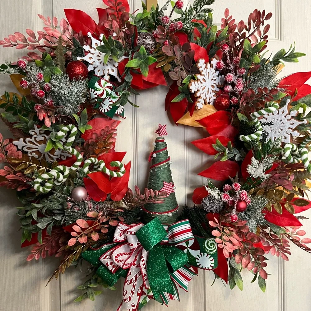 Vibrant Holiday Wreath with Red and Green Accents